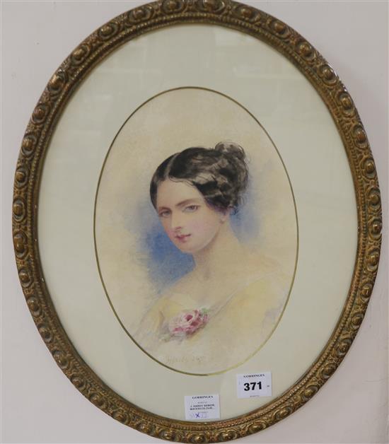 J. Hardy Senior, watercolour, Portrait of a young lady, signed, 31 x 21cm